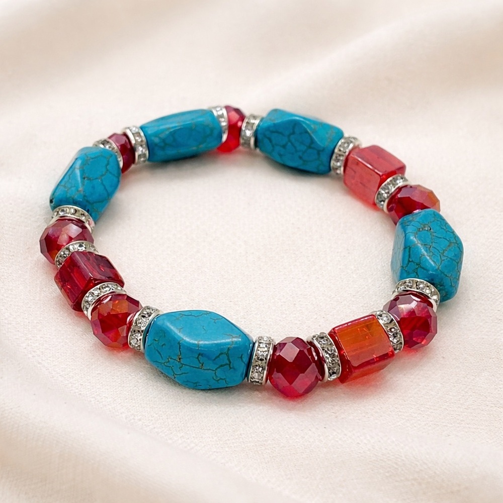 Artisan-Inspired Multicolored Beaded Stretch Bracelet